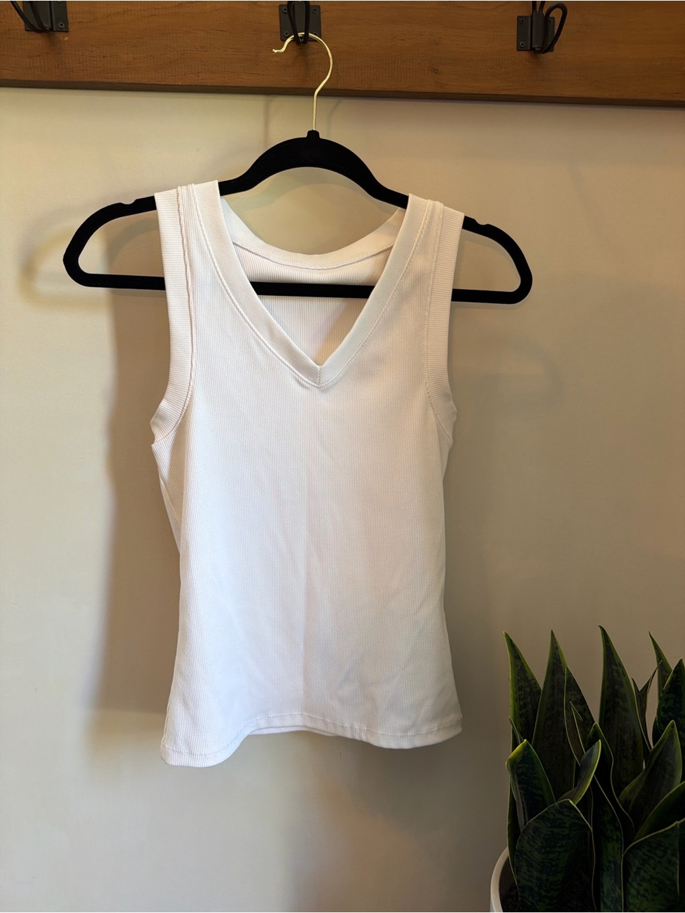 DSG White V-Neck Ribbed Tank